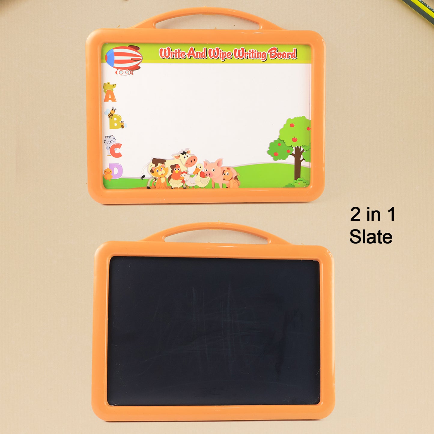 2-In-1 Double-Sided Write And Wipe Educational Drawing Board For Kids (1 Set)