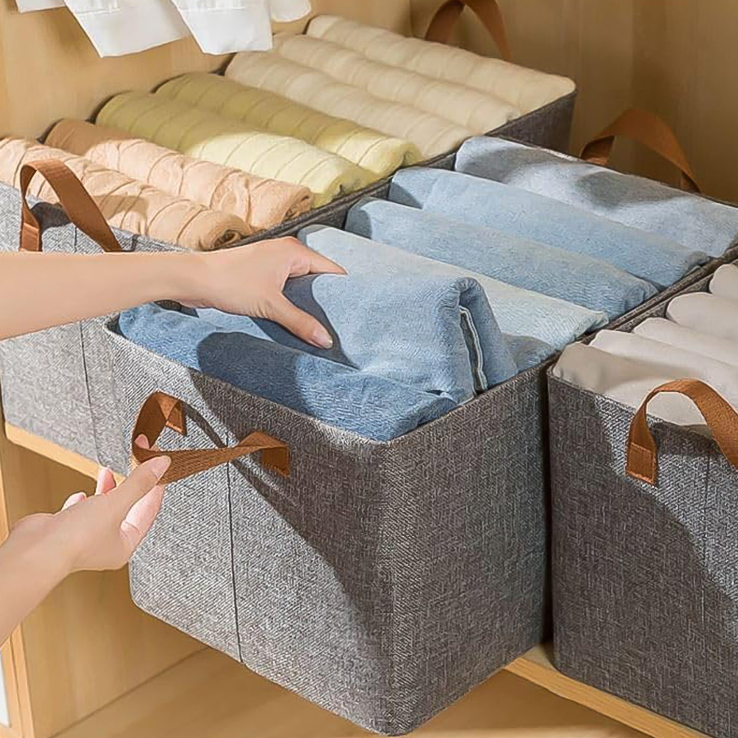 Clothstorage Baskets Closet Storage Bins Canvas Fabric Storage Basket For Shelves Basket Organizers For Shelf Storage Bins For Clothes (4827 Cm)
