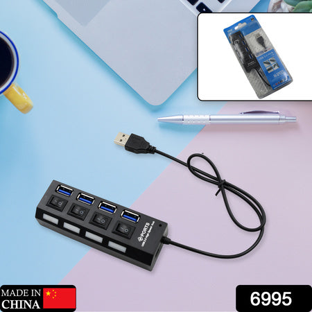 4 Port Usb Hub Usb 2.0 Hub Splitter High Speed With Onoff Switch Multi Led Adapter Compatible With Tablet Laptop Computer Notebook