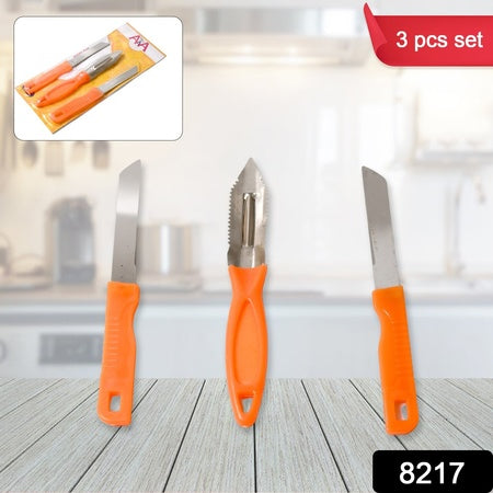 3In1 Multipurpose Stainless Steel Classic Kitchen Knife Set Of 3 For Fruits And Vegetable Chopping Cutting Peeling Kitchen Knife Vegetable Peeler Plain Knife