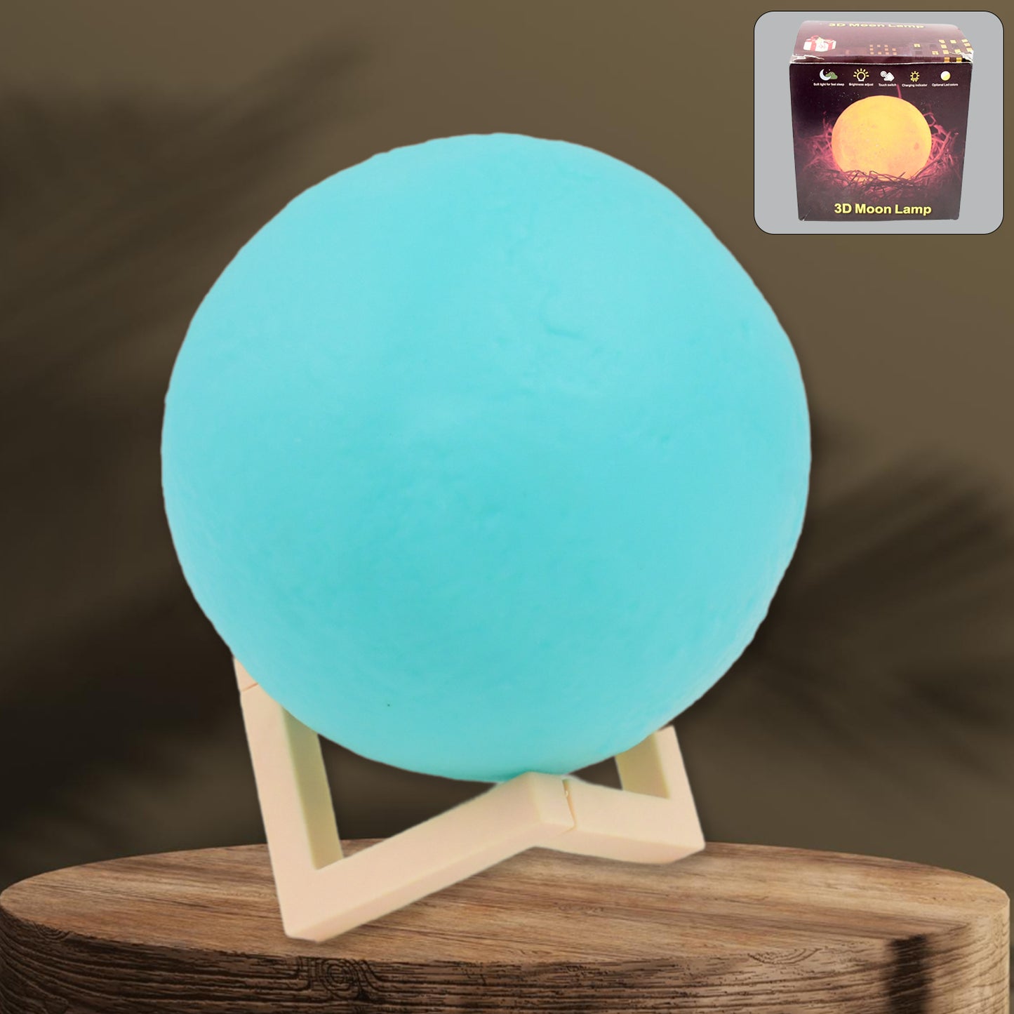 Moon Night Lamp Blue Color With Plastic Stand (15 X12 Cm 1 Pc)