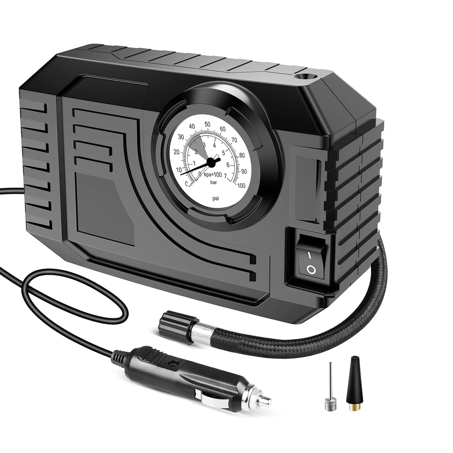 Tire Inflator Portable Air Compressor 12V Small Air Pump For Car Tires Bicycle Balloons Cars Bike Bicycles And Other Inflatables With Led Light (12V)