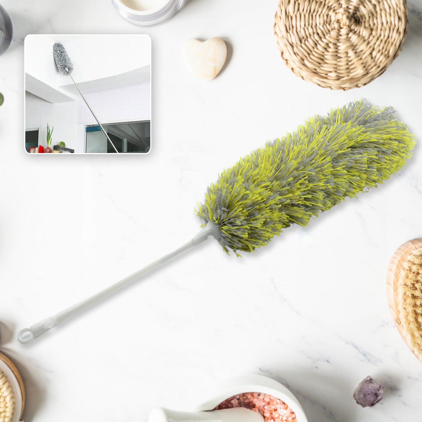 Long Handle Microfiber Duster For Cleaning Microfiber Hand Duster Washable Microfiber Cleaning Tool Extendable Dusters For Cleaning Office Car Computer Air Condition Washable Duster (62Cm)