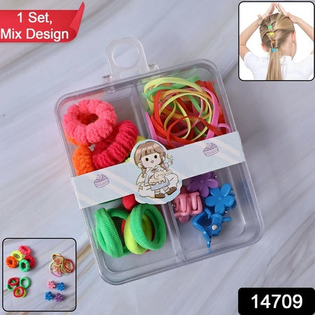 Kidshair Bands Rubber Bands Cute Hair Clips In Storage Box (Mix Design 1 Set)