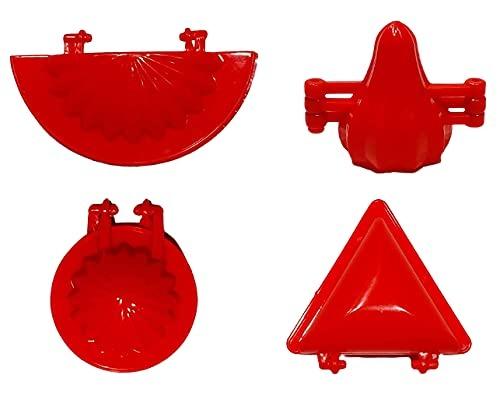 4 Pcs Plastic Red Kitchen Tool Mould Dough Press
