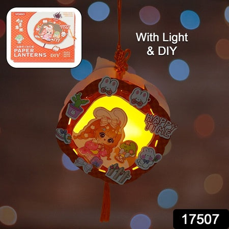 Diy Traditional Lanterns Handmade Cartoon Paper Lanterns Antique Portable Lantern Hollow-Out Projection Luminescent Led Lamp Diy Hanging Paper Lanterns For Festival Party Decor