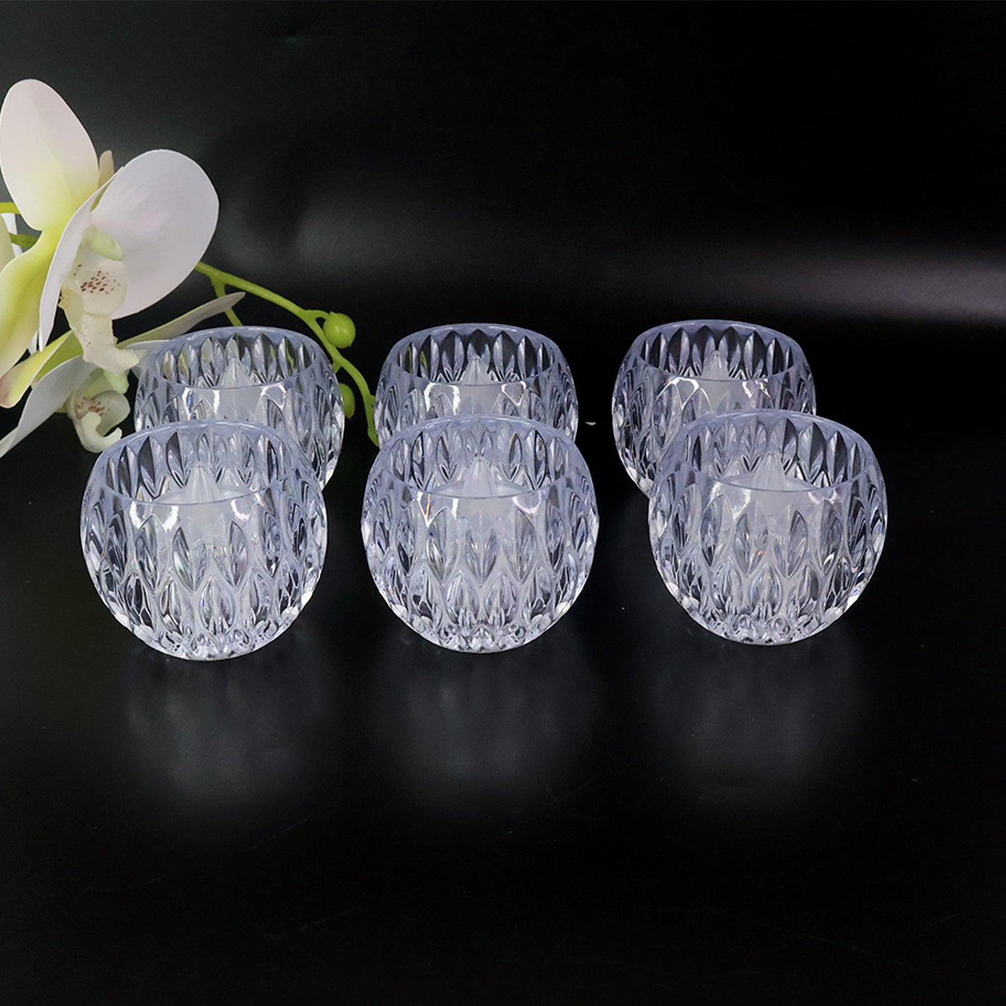 Crystal Design Led Tealight Candles (6 Pc Set)