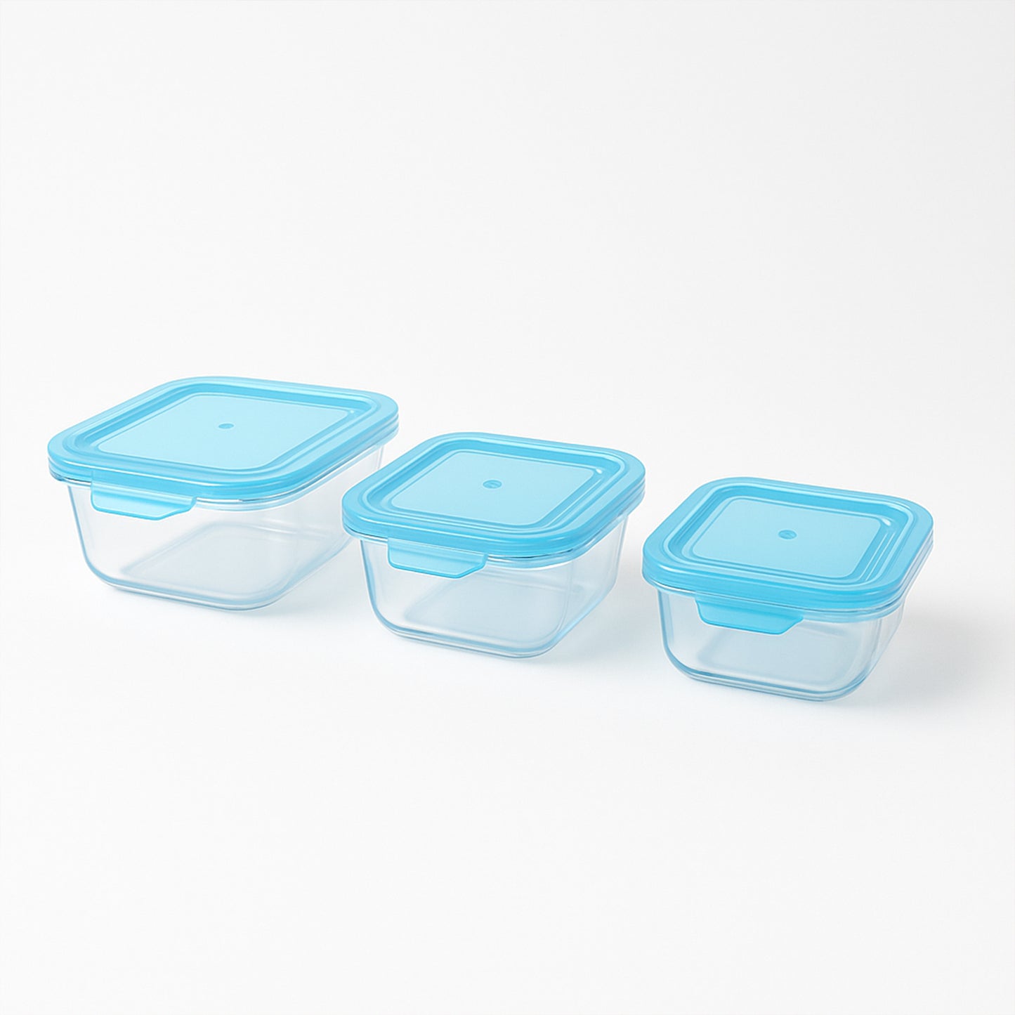 Premium Quality 3-Piece Square Glass Food Storage Container Bowl Set