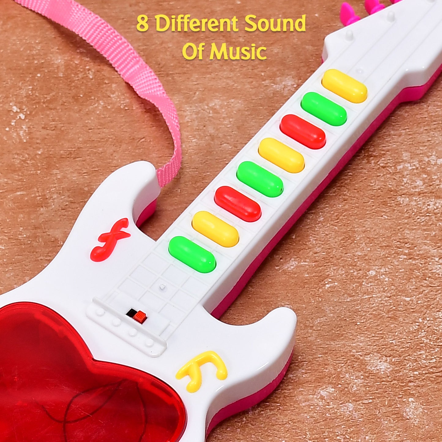 Battery Operated Musical Instruments Mini Guitar Toys And Light For 3+Years Old Kids.