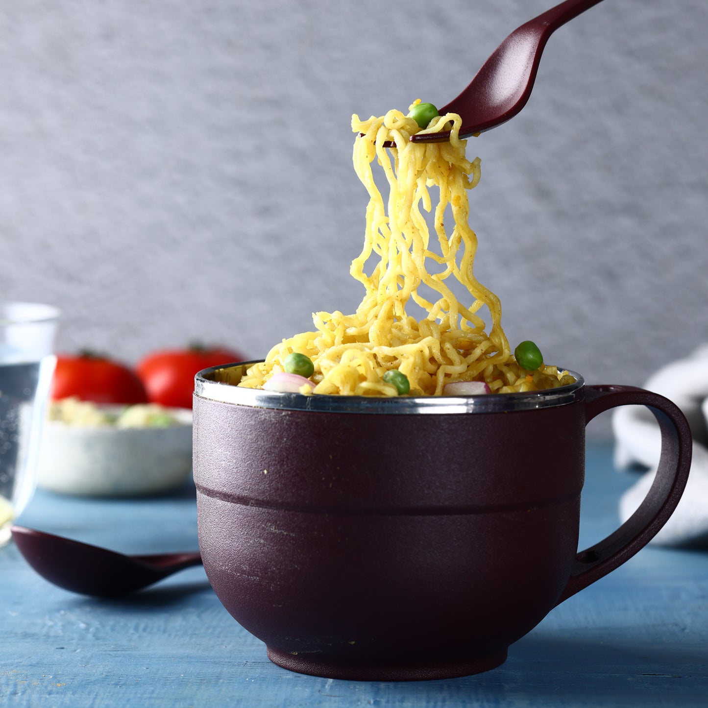 Noodles Soup Bowl With Spoon And Fork Handle Spoon Holder Stainless Steel Bowl And Spoon Set Stainless Steel Storage