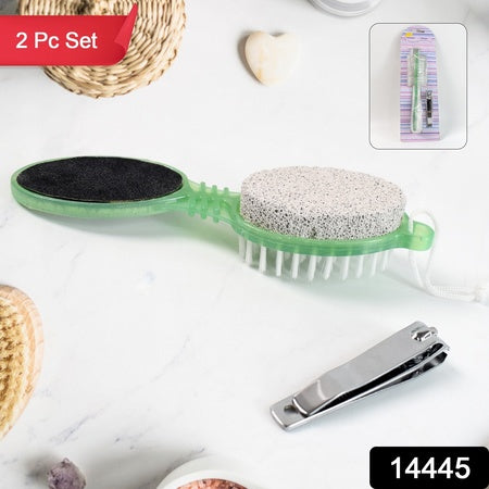 5 In1 Pedicure Tool Pedicure Brush For Feet Foot Scrubber Foot File With Nail Cutter