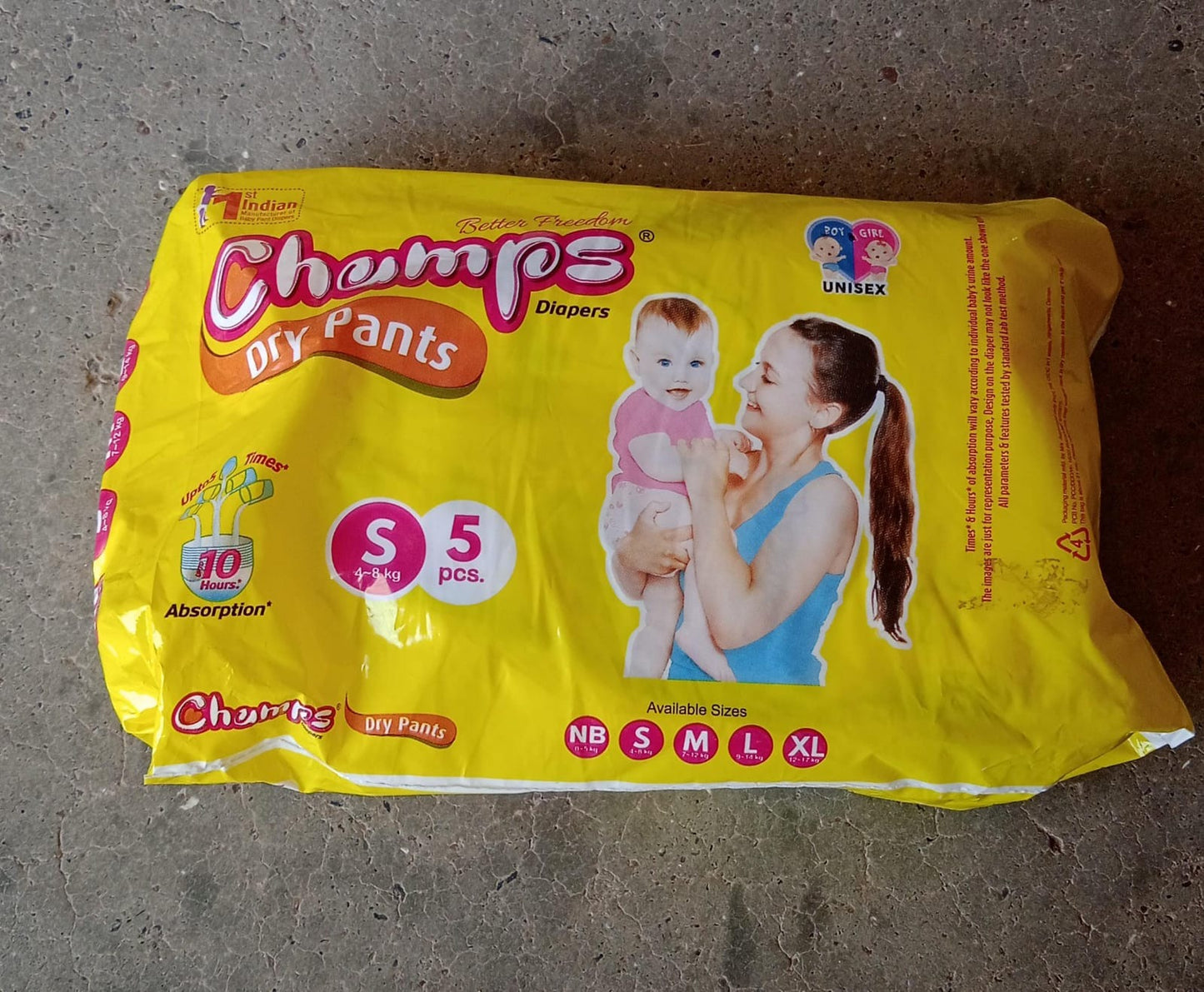 Small Champs Dry Pants Style Diaper- Small Best For Travel Absorption Champs Baby Diapers Champs Soft And Dry Baby Diaper Pants (S5 Pcs )
