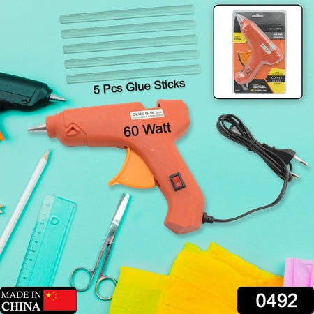 Professional 60 Watt With 5 Pcs Hot Melt Glue Stick Onoff Switch Electric Tool Hot Melt Glue Gun For Multi Use(1 Pc)