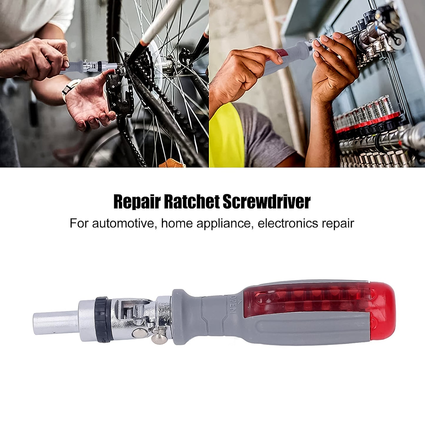 Multibits Ratchet Screwdriver Set Adjustable Angle Two-Way Ratcheting Screwdriver (1 Set)