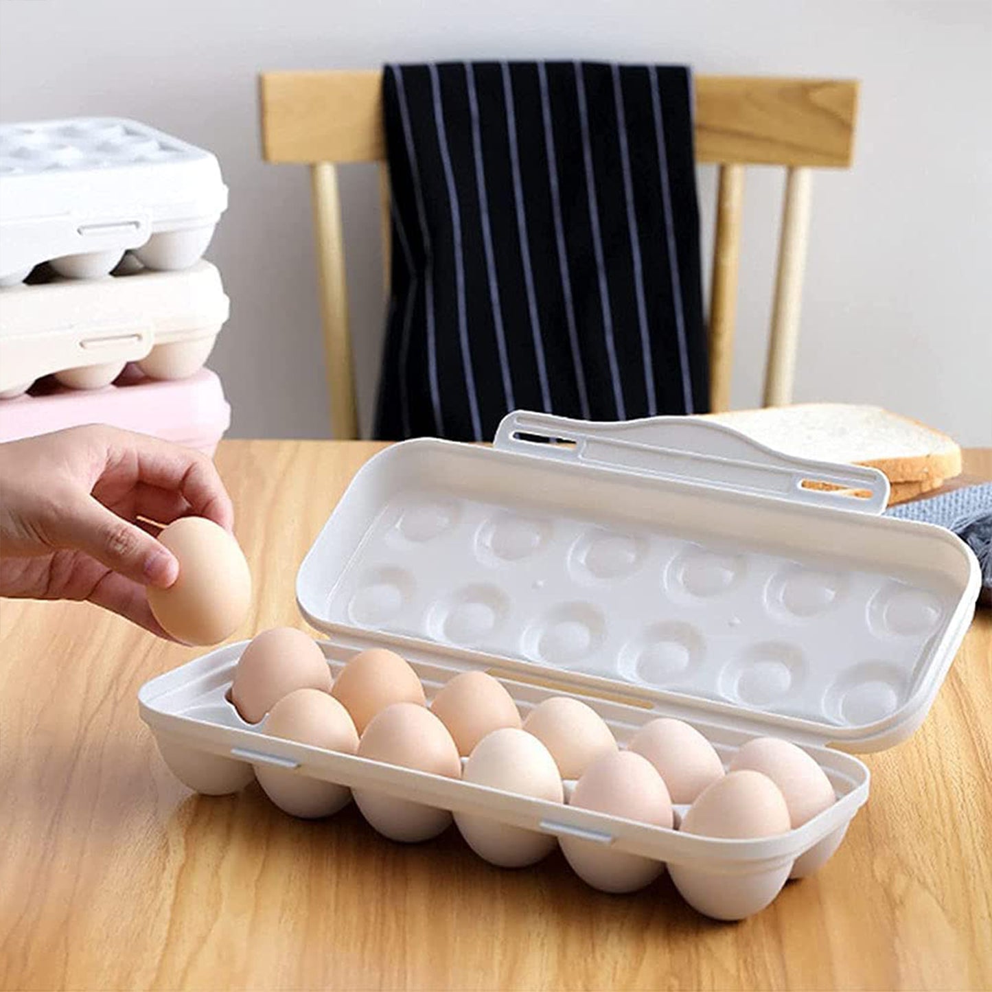 18 Grid Egg Holder Storage Shock-Proof Egg Container With Buckle Egg Carrier Egg Tray Egg Shelter Effective Full Seal Egg House Use For Fridge Camping Kitchen