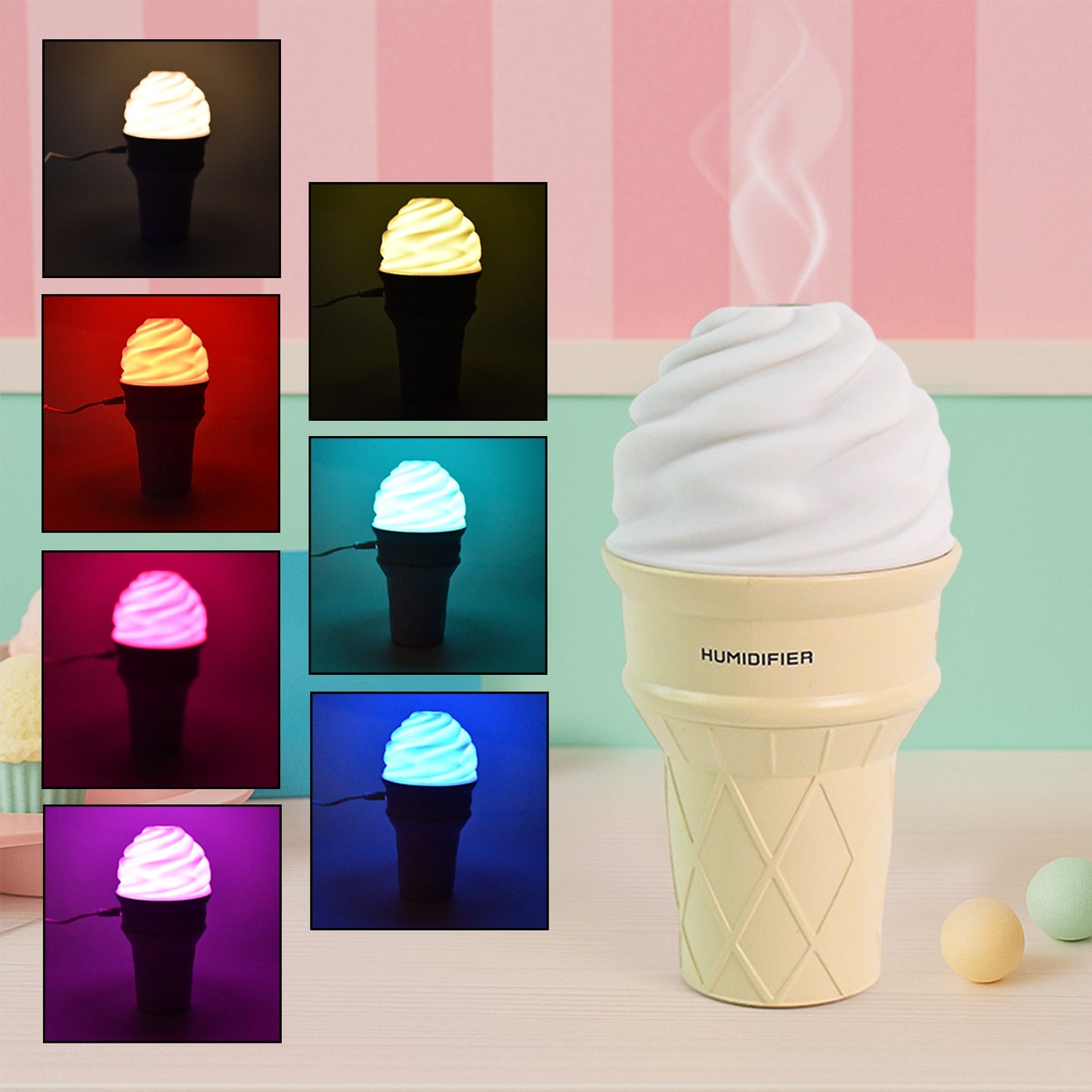 Ice Cream Cone Shape Air Freshener Humidifier (1Pc Cream Color)