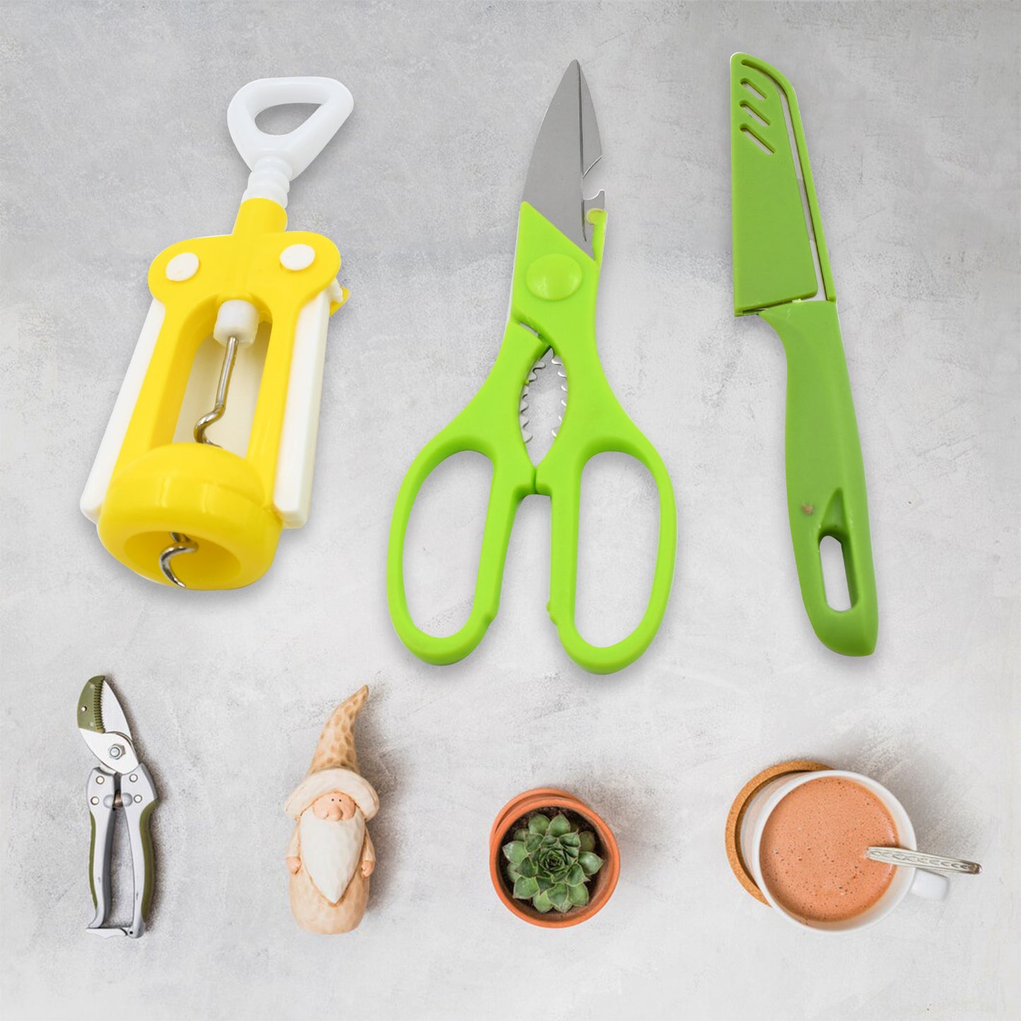 Multifunction Kitchen Tools Stainless Steel And Plastic Kitchen Knife And Scissor Ideal Accessory Set For Kitchen