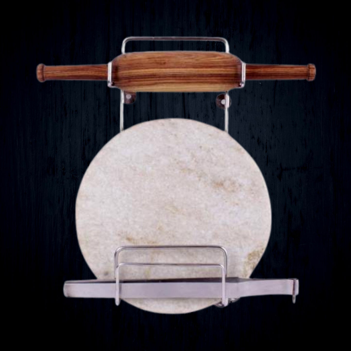 Chakla Belan Chimta Stand Rolling Pin Board Tong Holder Silver Stainless Steel Multi-Purpose Rack For Kitchen (1 Pc )