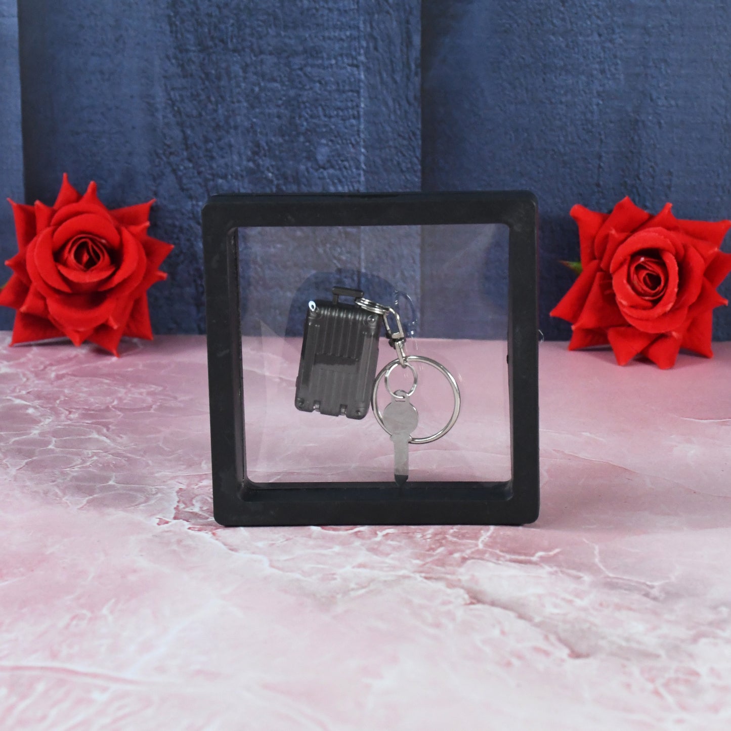 Suitcase Shape Nail Clipper Keychain With Key 3D Floating Frame Display Case (1 Set)