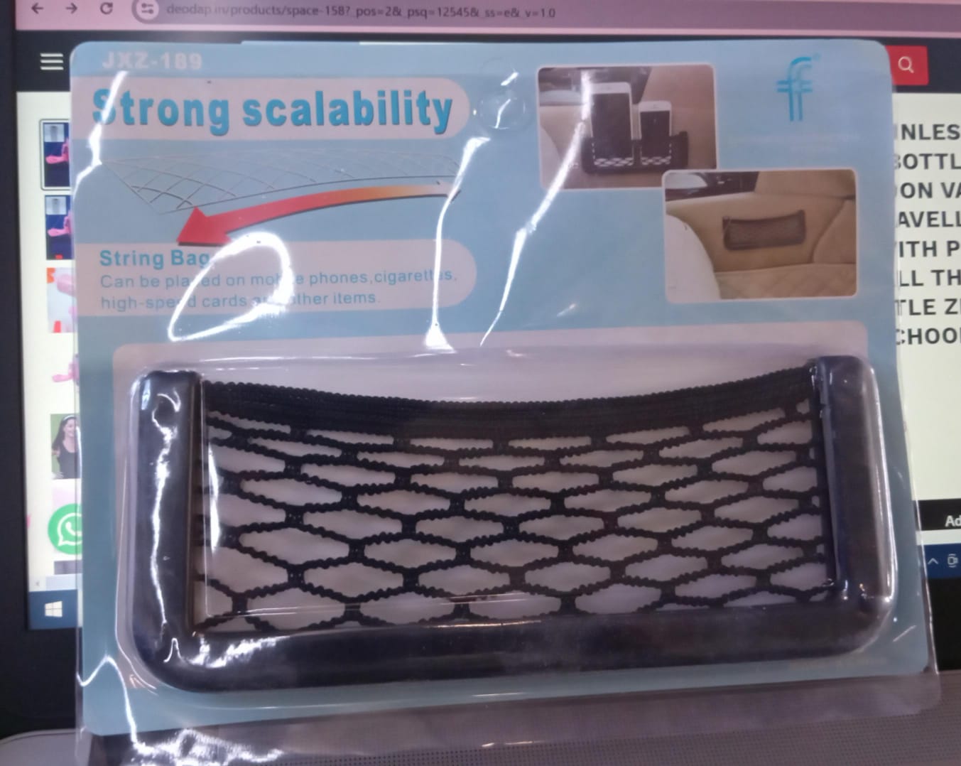 Car Storage Organize Car String Bag Car Seat Side Storage Net Bag Mesh Pocket Organizer Stick-On For Purse Bag Phone