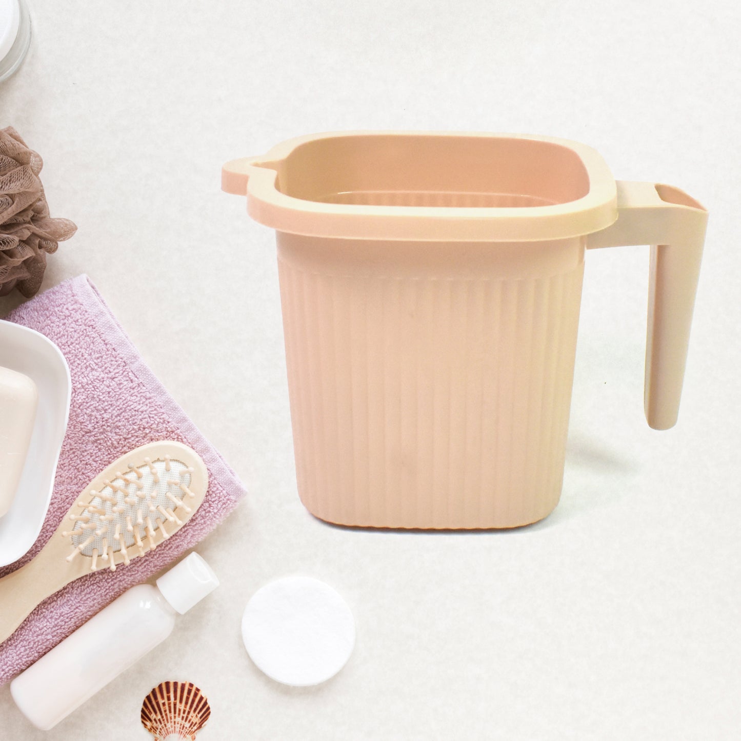 Plastic Square Bath Water Mug (4 Pc 1000 Ml Mix Color)