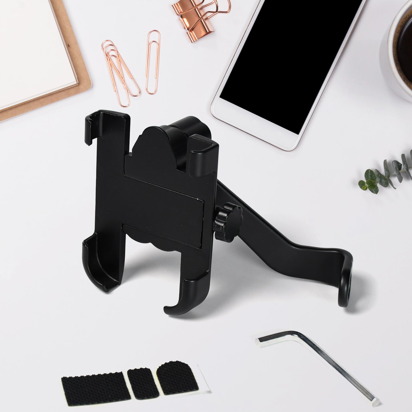 Mobile Phone Holder With Easy Adjustable Rear View Mirror Mount Solid Metal Cradle Stand Suitable For Bike Mobile Phones