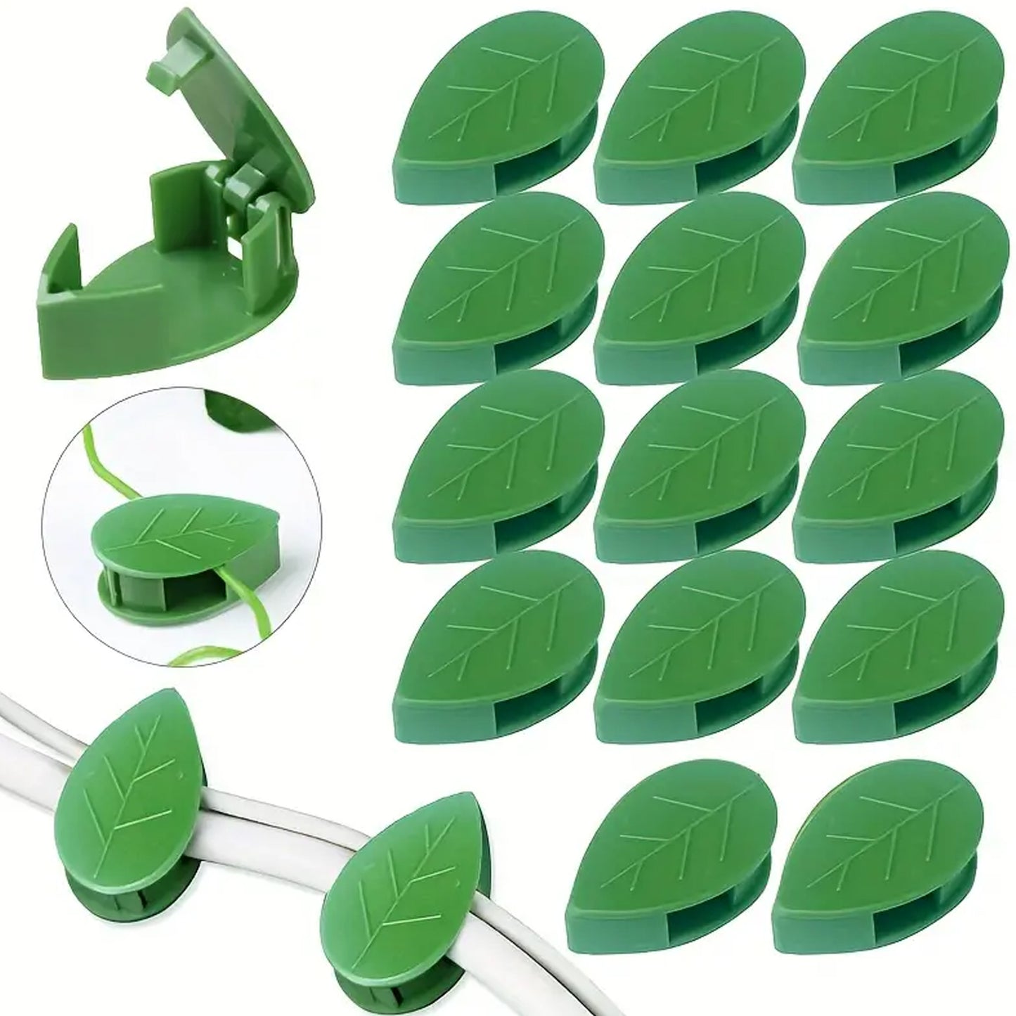 Plant Climbing Wall Fixture Clip Self-Adhesive Hook Vines Traction Invisible Stand Green Leaf Plant Clip Garden Wall Clip Plant Support Binding Clip Plants For Indoor Outdoor Decoration (30 Pcs Set)