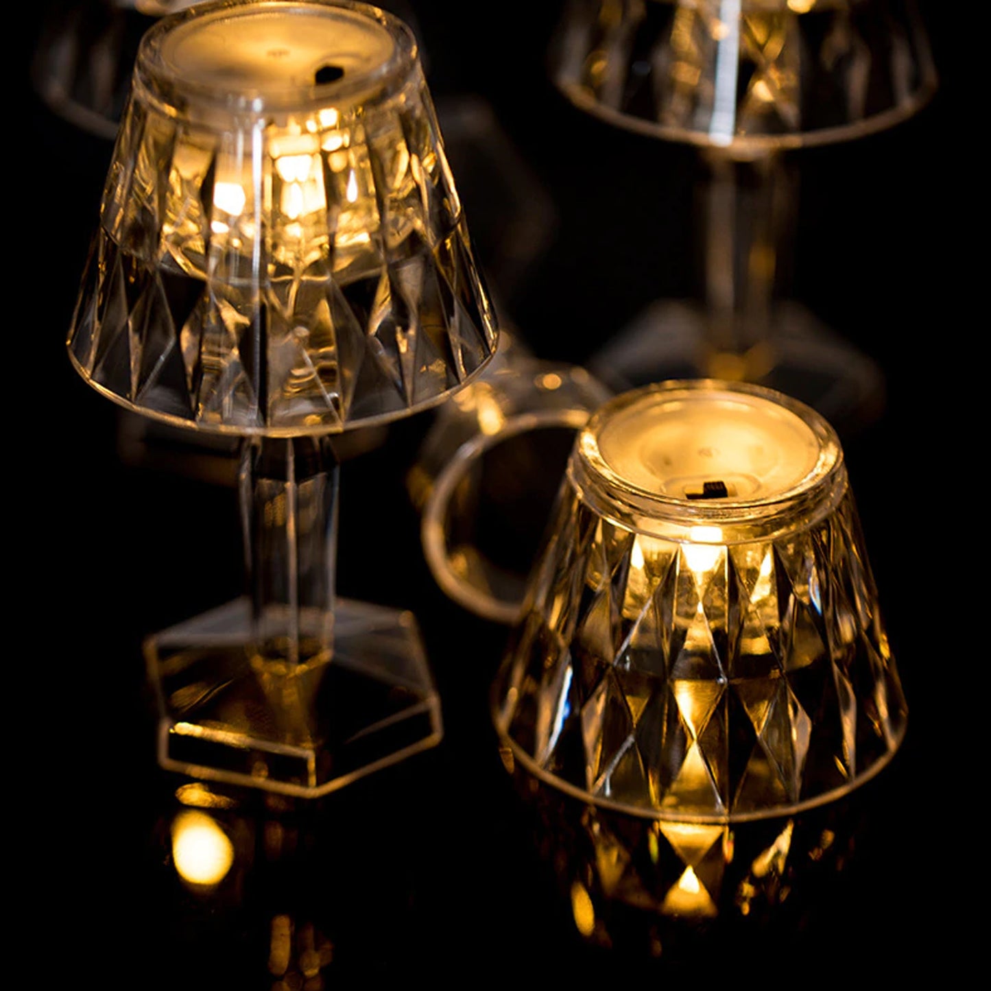 2In1 Transparent Mini Crystal Table Lamp With Reflection Light