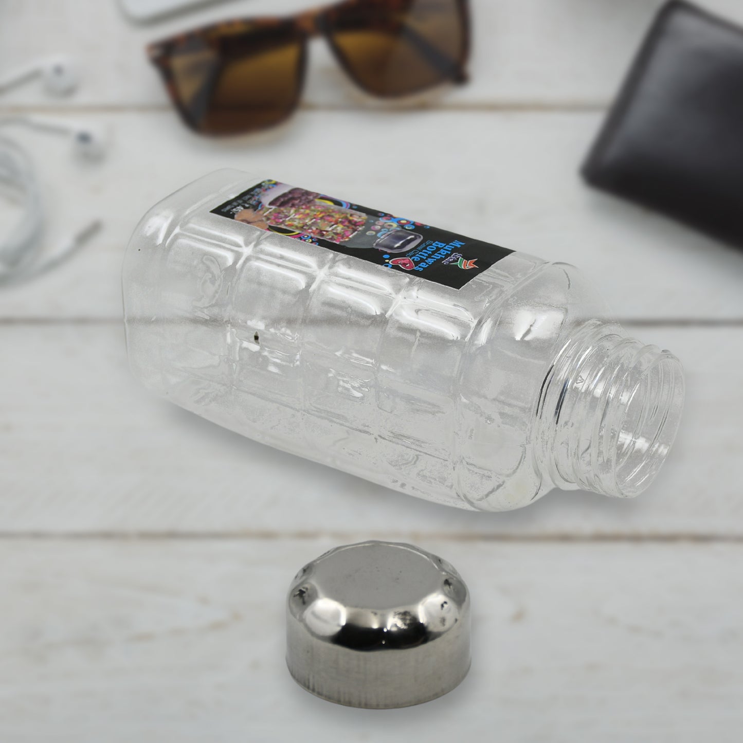 Plastic Transparent Mukhwas Bottle With Steel Cap Mouth Freshener Dryfruits Multipurpose Air Tight And Bpa Free Kitchen Storage Bottle (1 Pc)