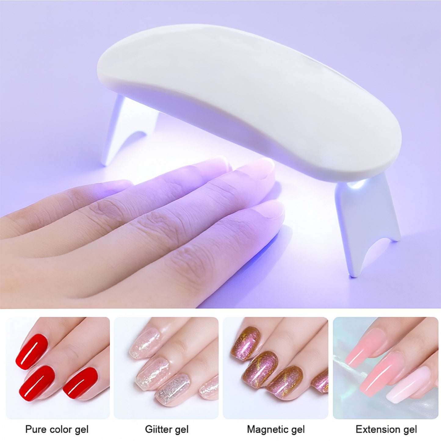 Miniportable Uv Led Nail Lamp For Gel Nail Polish Curing (1 Pc)
