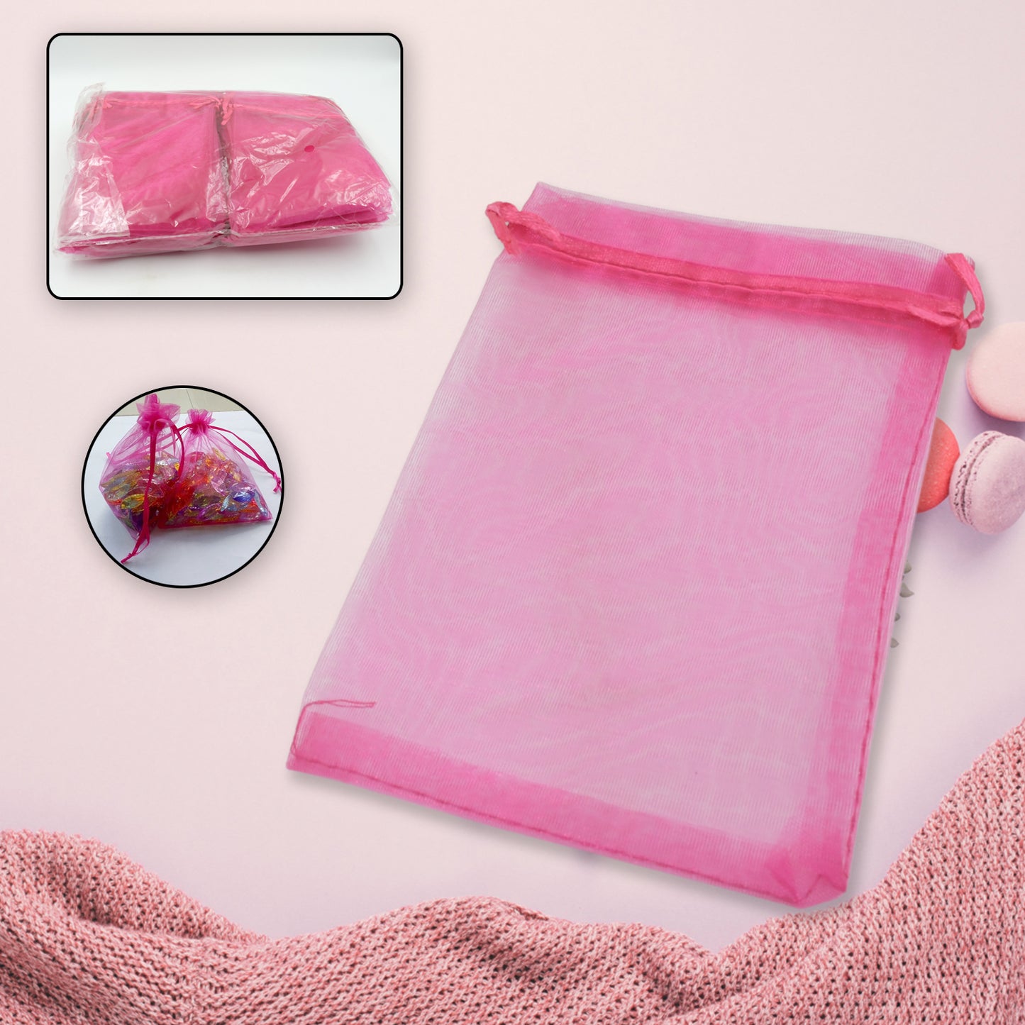 Organza Gift Bags Small Mesh Bags Drawstring Gift Bags Christmas Drawstring Organza Gift Bags Wedding Party Festival Gift Bags (100 Pcs Set)