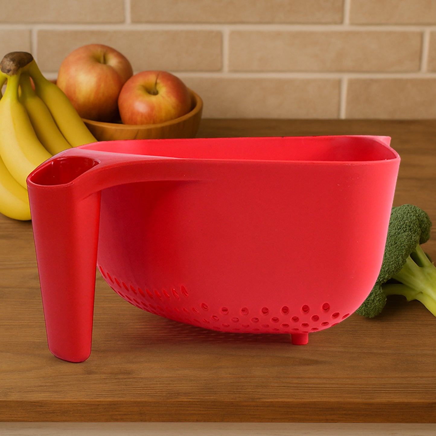 Apexmulti-Functional Plastic Strainer Bowl With Ergonomic Handle (1 Pc)