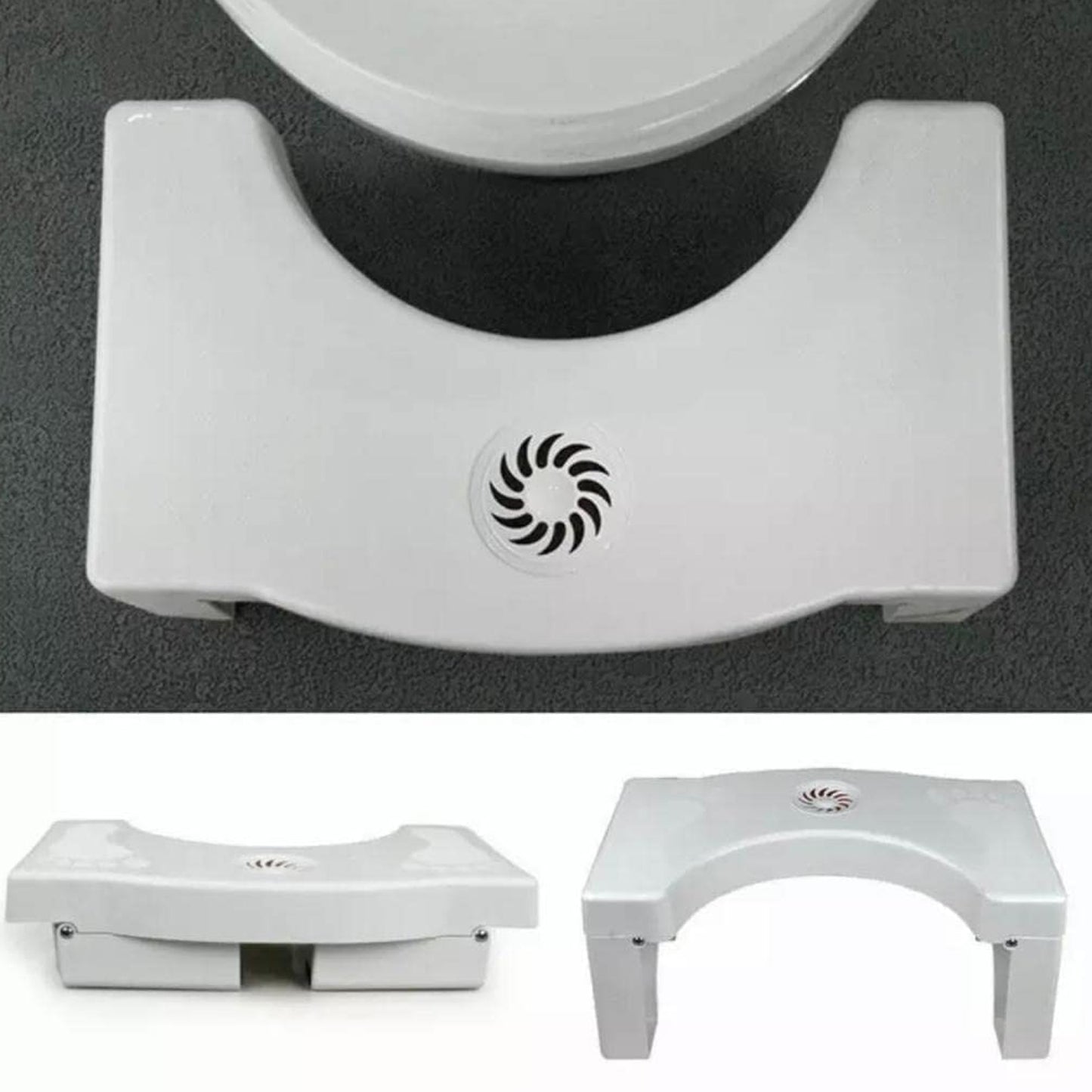 Plastic Non-Slip Folding Toilet Squat Stool - White Color