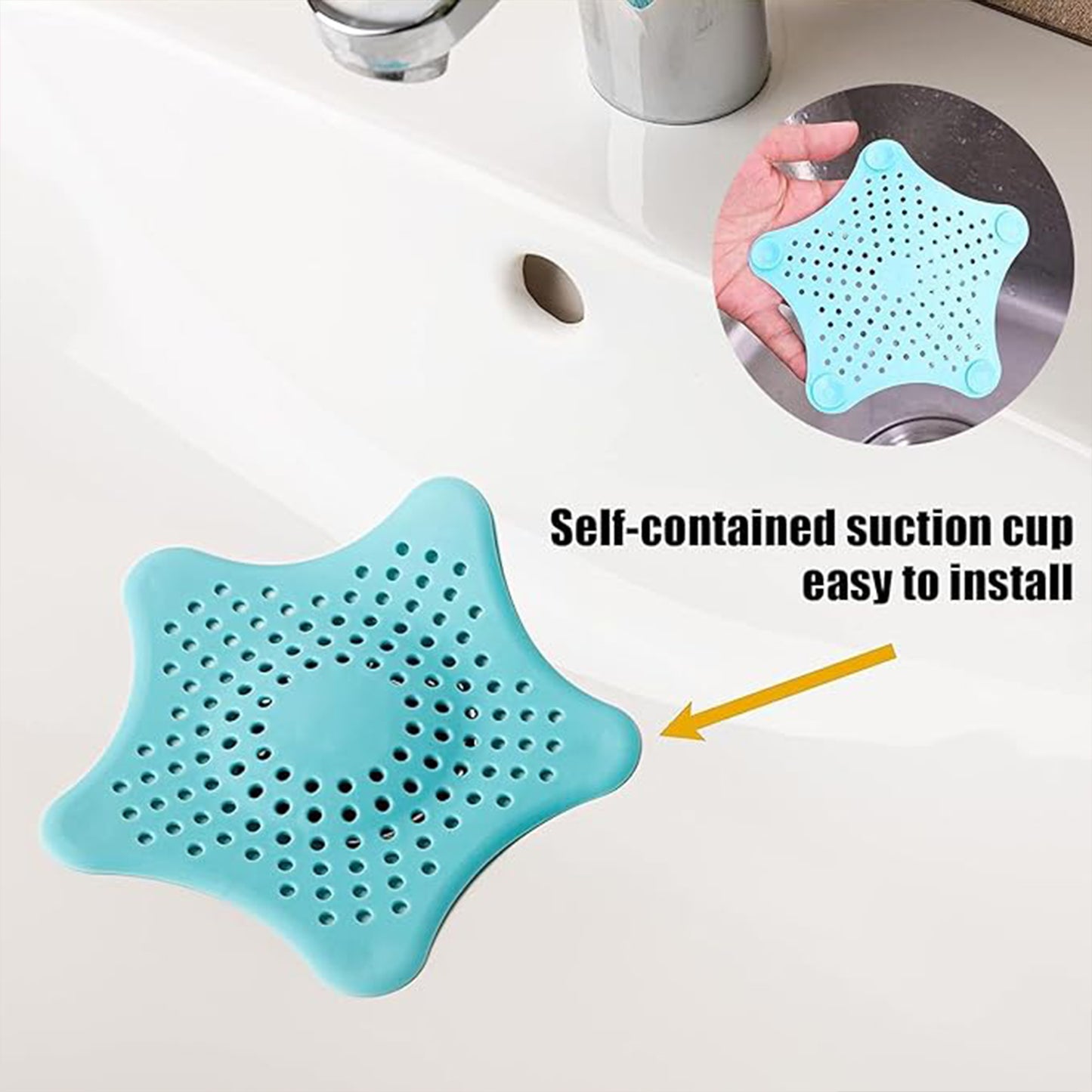 Aquablue Silicone Star Shaped Sink Filter Bathroom Hair Catcher Drain Strainers For Basin