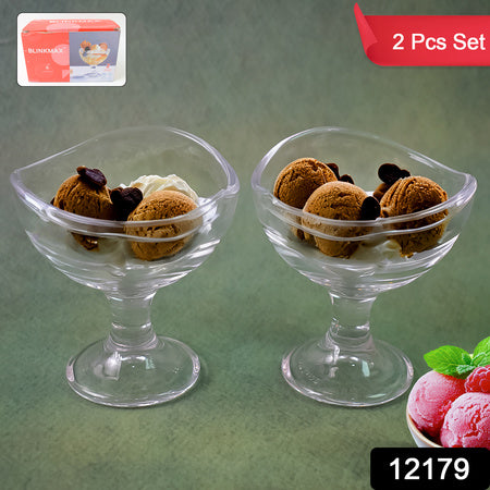 Glassfooted Dessert Bowl Ice Cream Cup (2 Pcs Set)