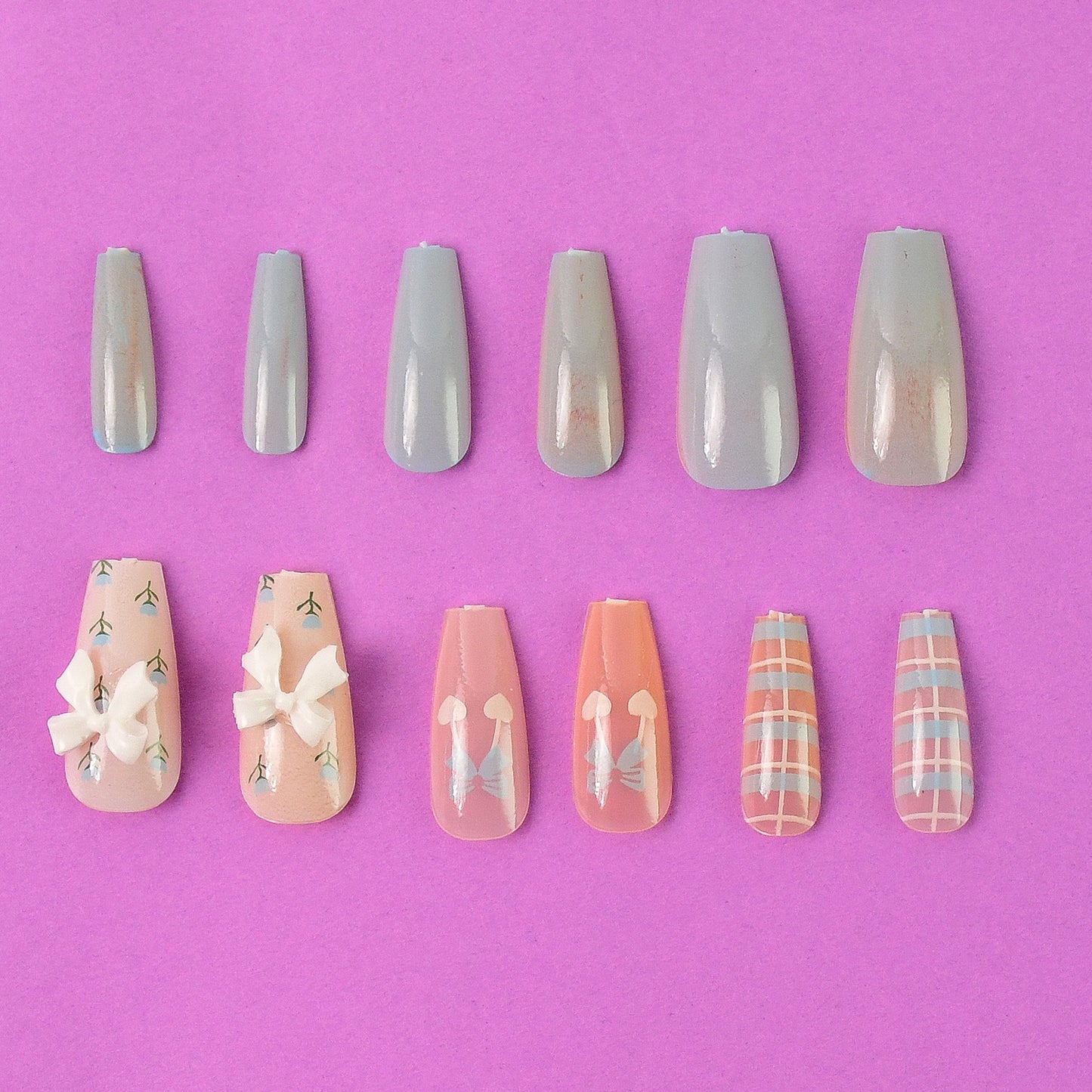 Reusable Press-On Artificial Nails With Adhesive Stickers (12 Pc)
