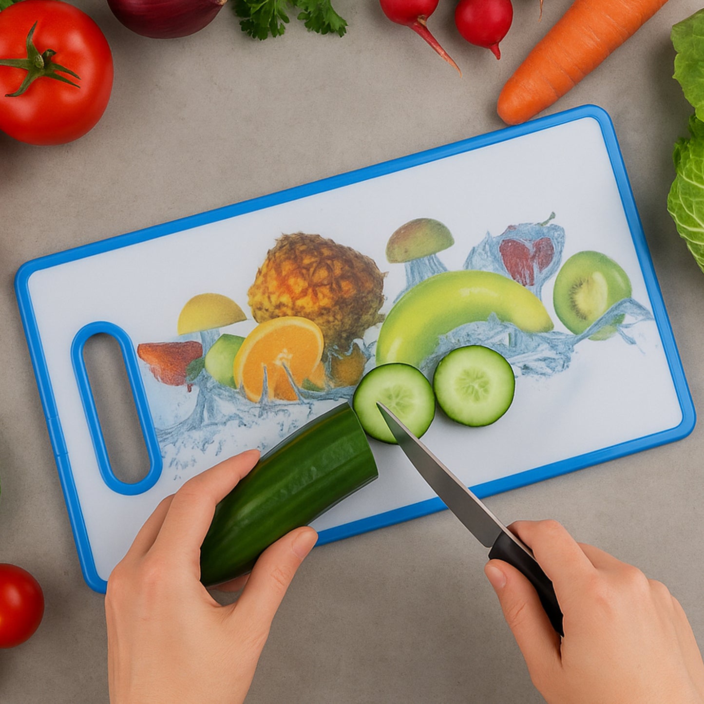 Largerectangular Fruit Print Cutting Board (36X22Cm 1 Pc)