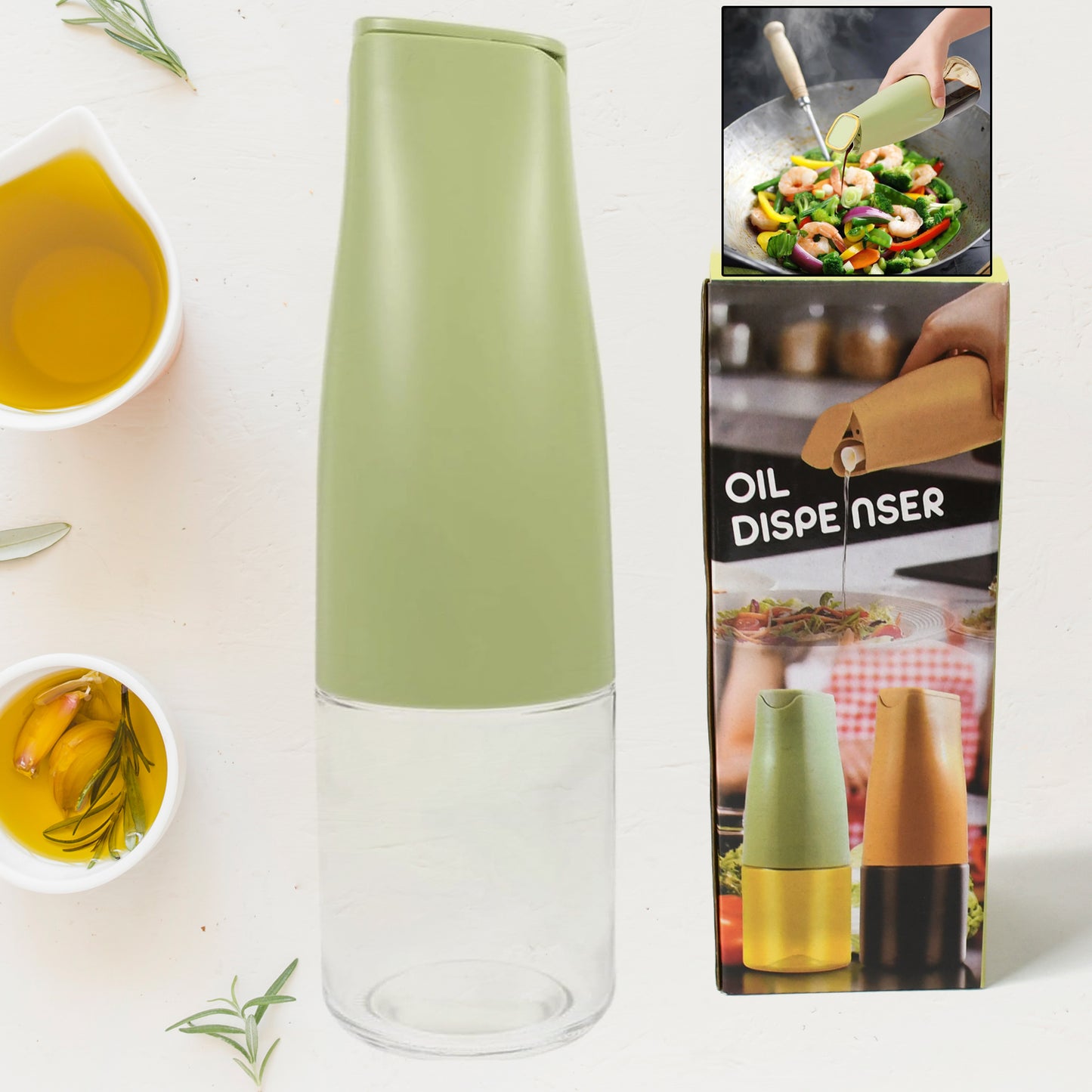 Oil Dispenser 500Ml Cooking Oil Dispensing Cruets Oil Bottle With Automatic Open Lid Kitchen Glass Oil Pot Cooking Oil Bottle For Kitchen Grilling Frying (500 Ml)