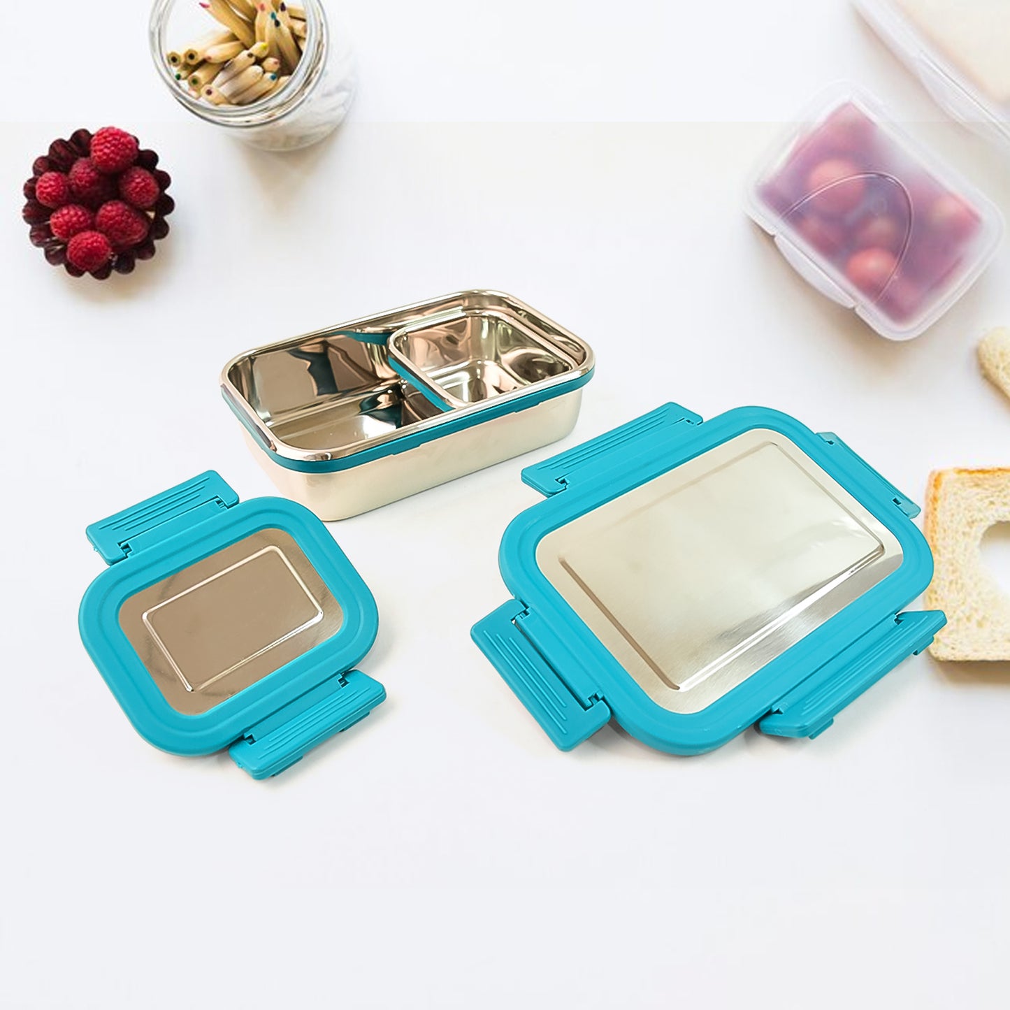 Apexjerry Lunch Box Premium Stainless Steel Food Container (2 Pc 700+200 Ml Approx)