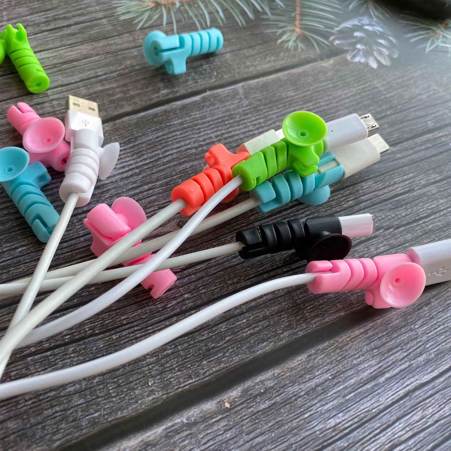 Cablecord Protector Saver With Suction End (Suction Winder 4 Pcs Set)