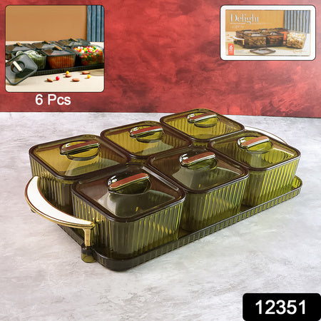 Ligermultipurpose Transparent Spice Jar Set With Tray And Lids 400Ml Approx (6 Pc)
