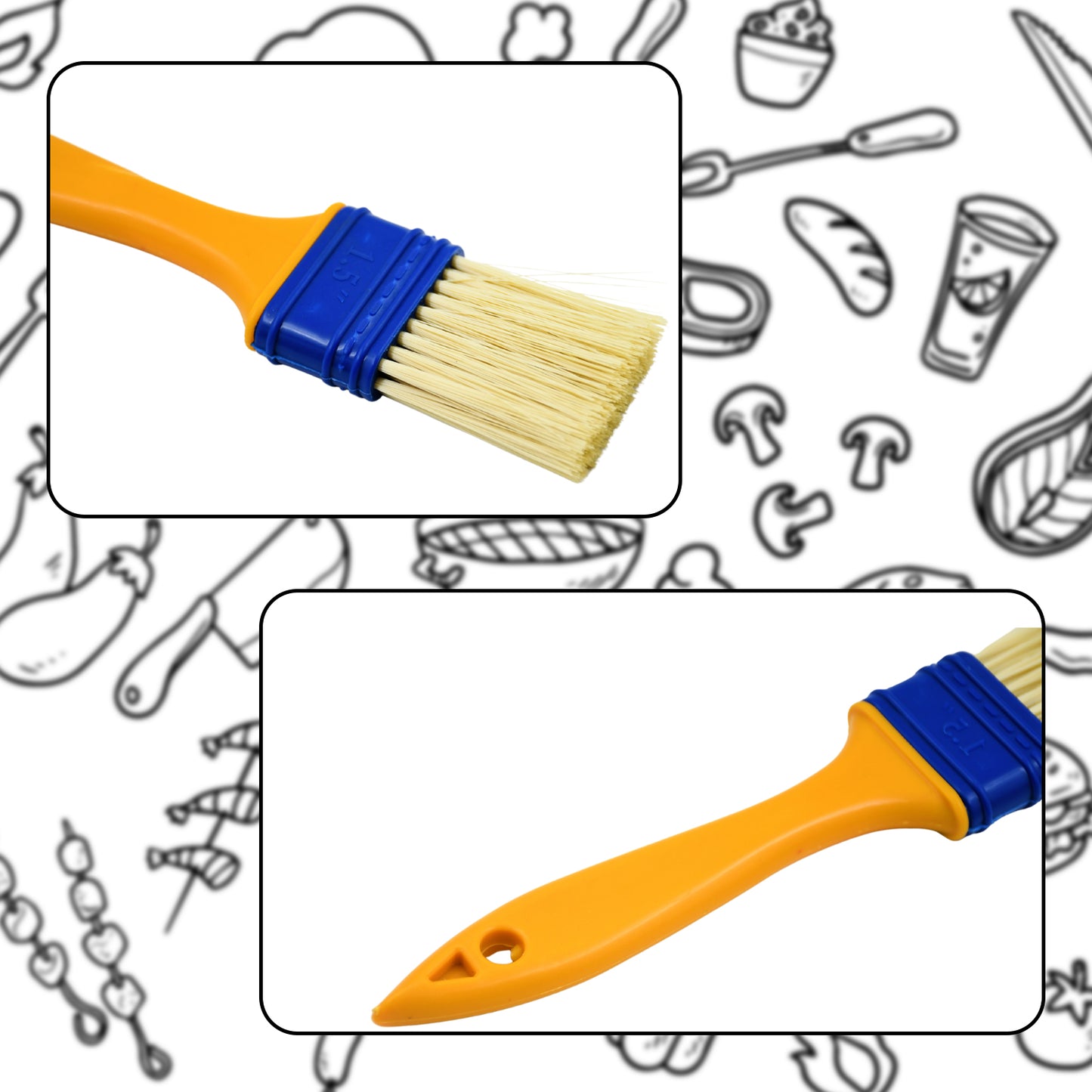 Multifunction Basting Brush For Cooking Pastry Brush Baking Food Butter Brush Dusting Brush For Cooking Grease Brush For Baking Dishwasher Safe Grilling Hairbrush Corn (2 Pcs Set)