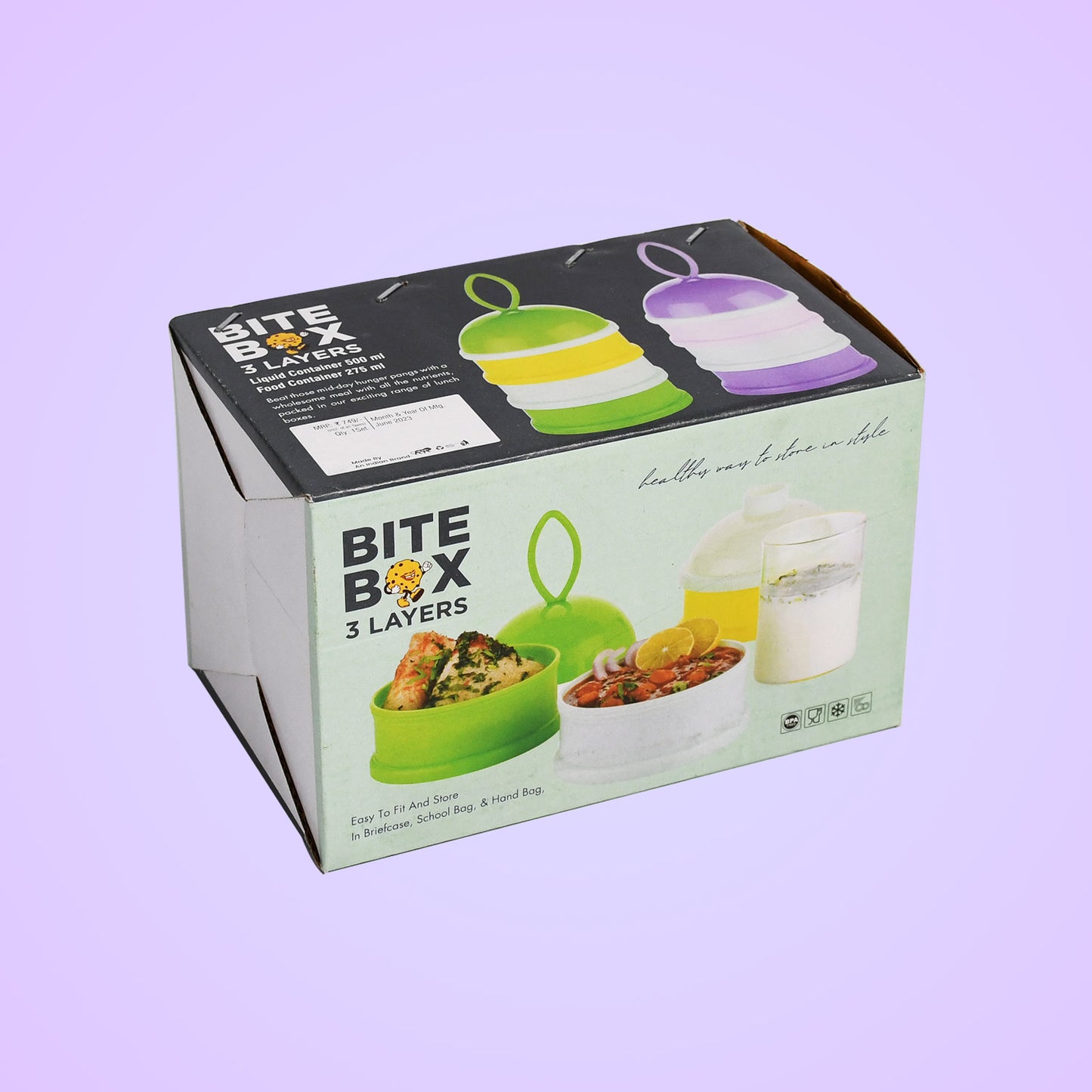 3 Layer Lunch Box Unique Design Bite Lunch Box With Liquid Food Container Lunch Box (Green)