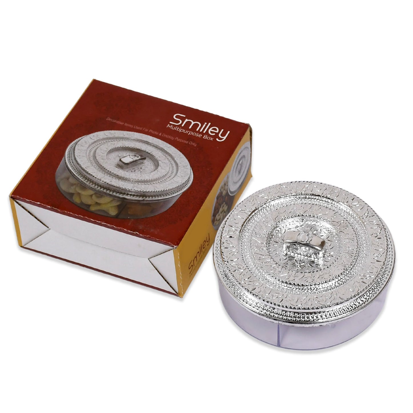 Round Smiley Multi Purpose 4 Compartment Box For Home Kitchen Use