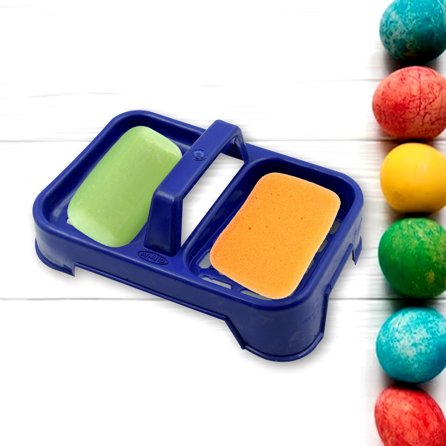 2In1 Plastic Soap Case Soap Dish Soap Stand 2 Section Plastic Soap Case Soap Holder Soap Dish For Bathroom Kitchen Sink (1 Pc Multicolor )