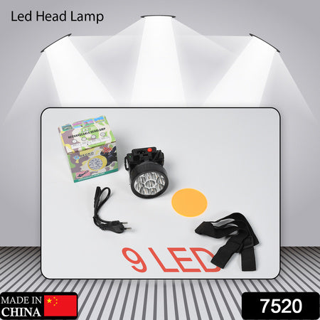 Head Lamp 9 Led Long Range Rechargeable Headlamp Adjustment Lamp Use For Farmers Fishing Camping Hiking Trekking Cycling