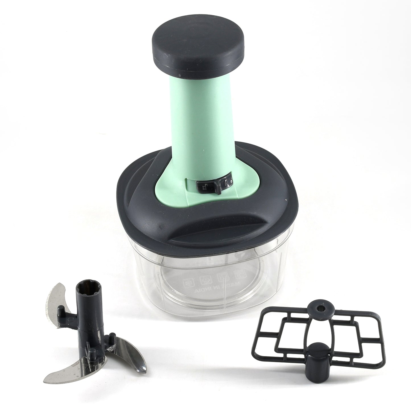 Push Chopper Manual Food Chopper And Hand Push Vegetable Chopper Cutter Mixer Set For Kitchen With 3 Stainless Steel Blade.