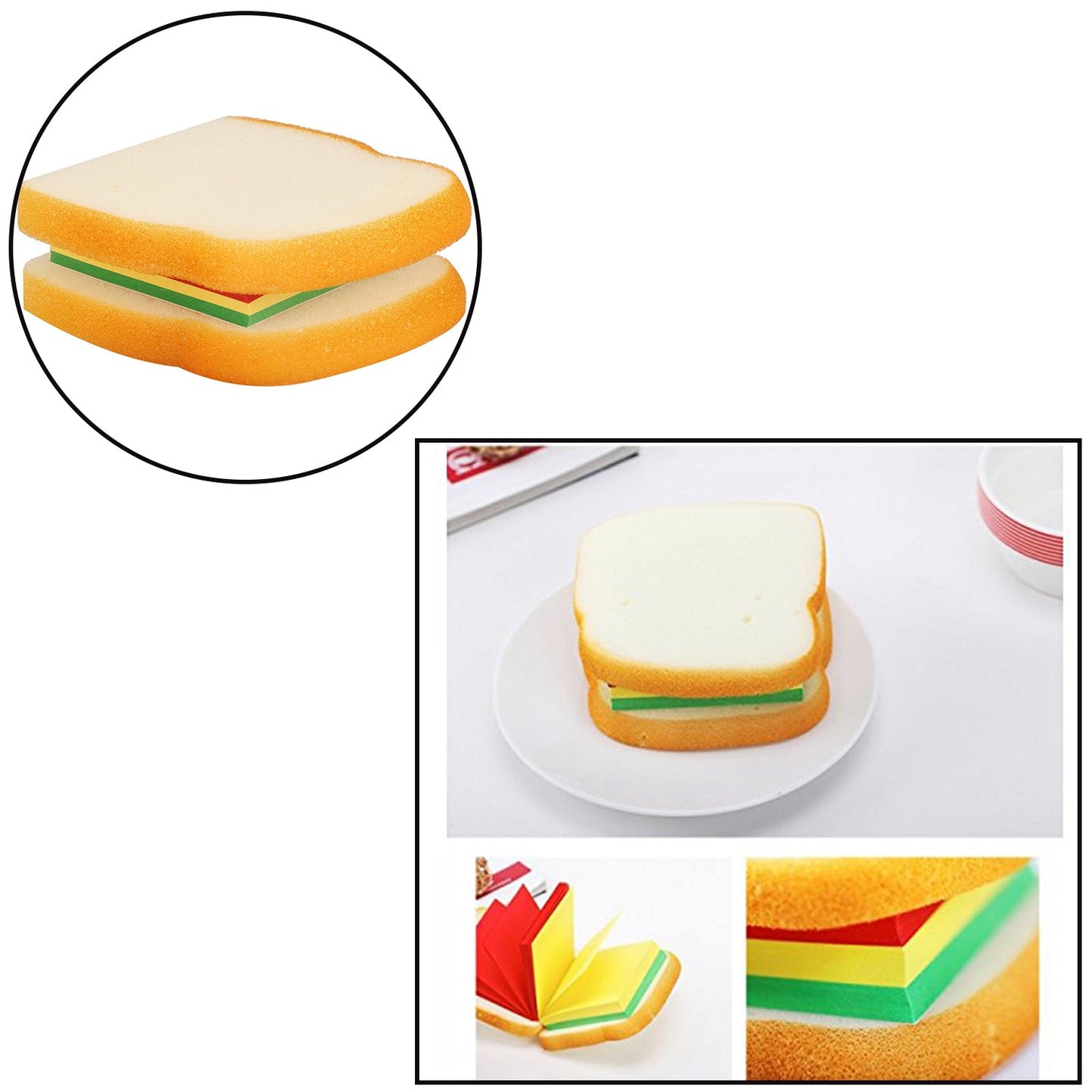 Sandwich Shaped Notepad Sticky Notes Memo Pads Unique Mini Notes (Multicolor)