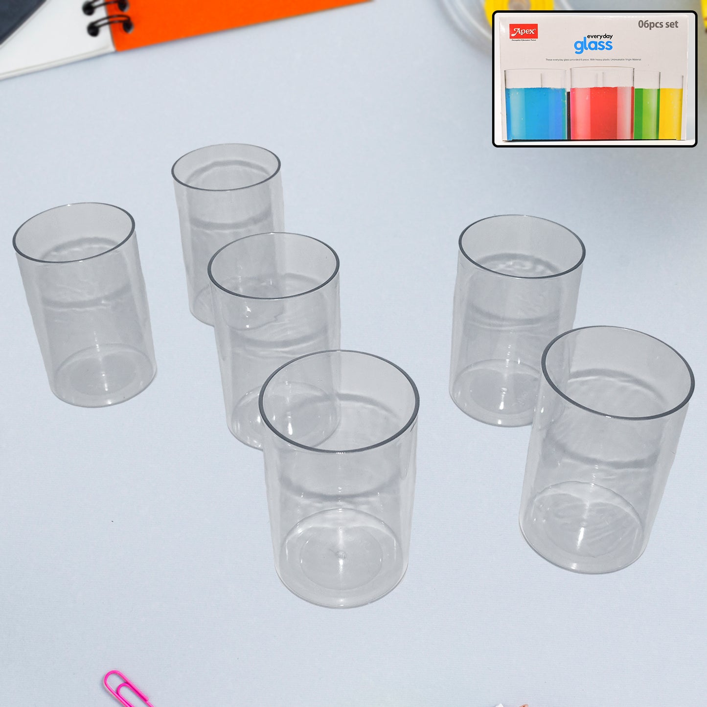 Apexeveryday Plastic Glass Set 6 Pieces Lightweight Unbreakable