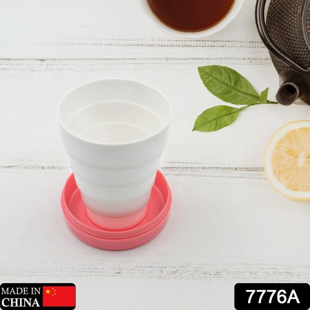 Portable Travelling Cuptumbler With Lid Folding Pocket Glass For Travelling Water Cup For Kids Walker Folding Camping Cup With Lids Expandable Drinking Cup Folding Cup For Kids Travel - (Pack Of 1)